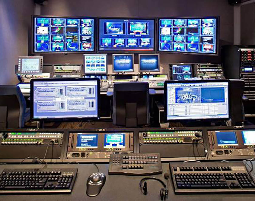 Broadcast Control Room with IntelliTrac, TracWall, and SmartCarts